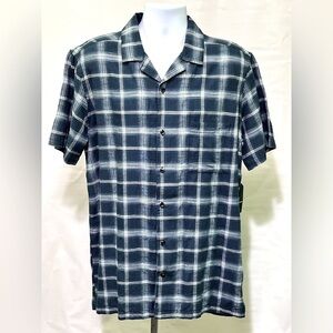 MUTUAL WEAVE Men’s blue and white plaid short sleeve shirts size L Tall.‎